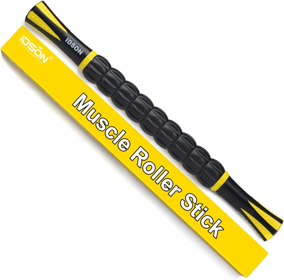 Idson Muscle Roller Stick for Athletes- Body Massage Sticks Tools Massager for Relief Muscle Soreness,Cramping and Tightness,Help Legs and Back Recovery,Black Green