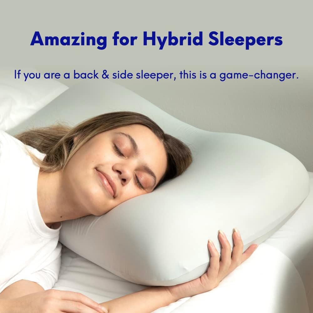 C CUSHION LAB Deep Sleep Pillow, Patented Ergonomic Contour Design for Side & Back Sleepers, Orthopedic Cervical Shape Gently Cradles Head & Provides Neck Support & Shoulder Pain Relief - Calm Grey