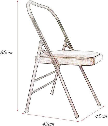 Pilates Yoga Chair,Metal Folding Chair, Removable Seat Cushion,Yoga Assist Chair with Back Support,Portable Inversion Chair,Backless Yoga Chair,Black