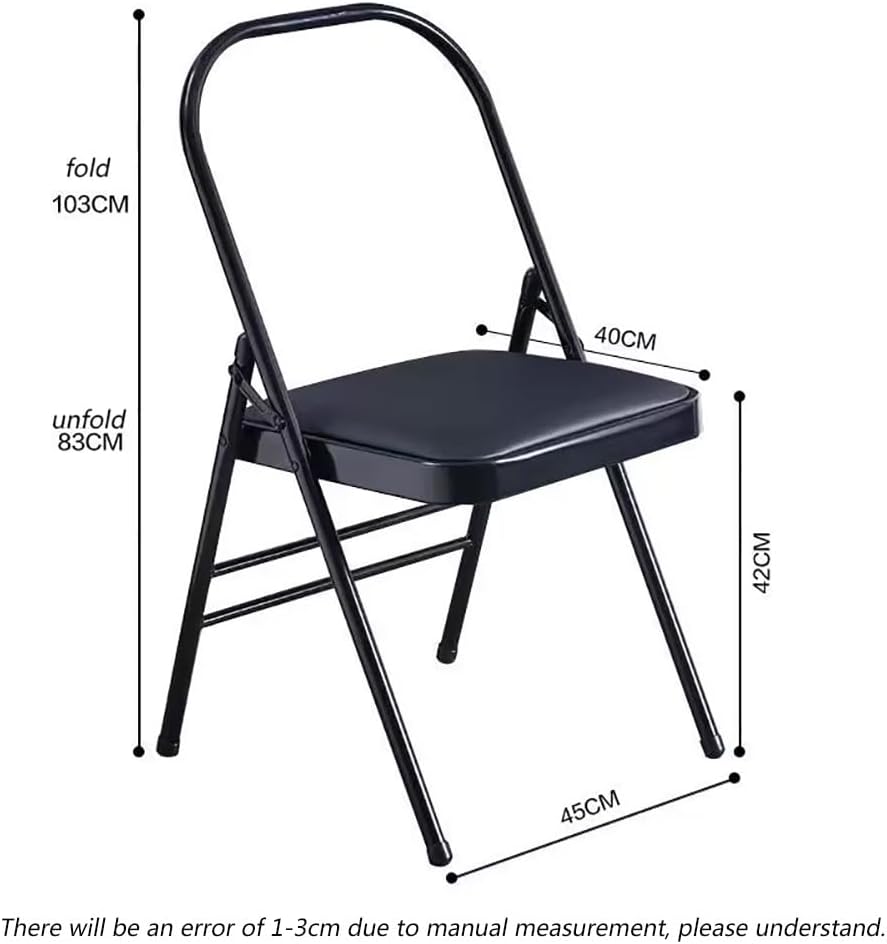 Yoga Auxiliary Chair Folding Yoga Chair with Non-Slip Feet Covers for Abs Core,Balance Handstand,Flexibility,Strength Training,Black-45 * 42 * 80cm
