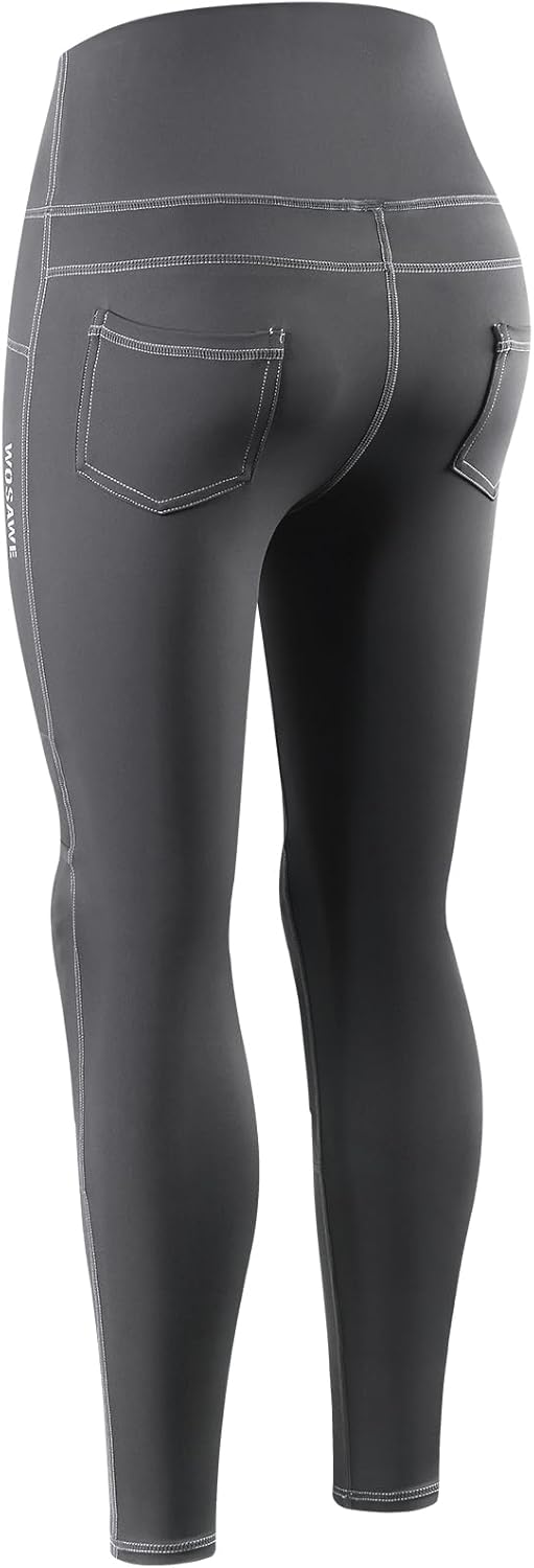 WOSAWE Women's Motorcycle Yoga Leggings with Removable Knee Pads Butt Lifting Cargo Pants