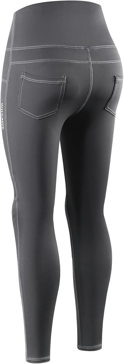 WOSAWE Women's Motorcycle Yoga Leggings with Removable Knee Pads Butt Lifting Cargo Pants