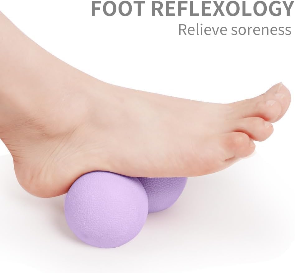 Double Lacrosse & Micro-Elastic Peanut Massage Ball - Myofascial Release Tool for Muscle, Back, Foot, and Physical Therapy, Mobility Roller for Acupressure and Relaxation (Pink)