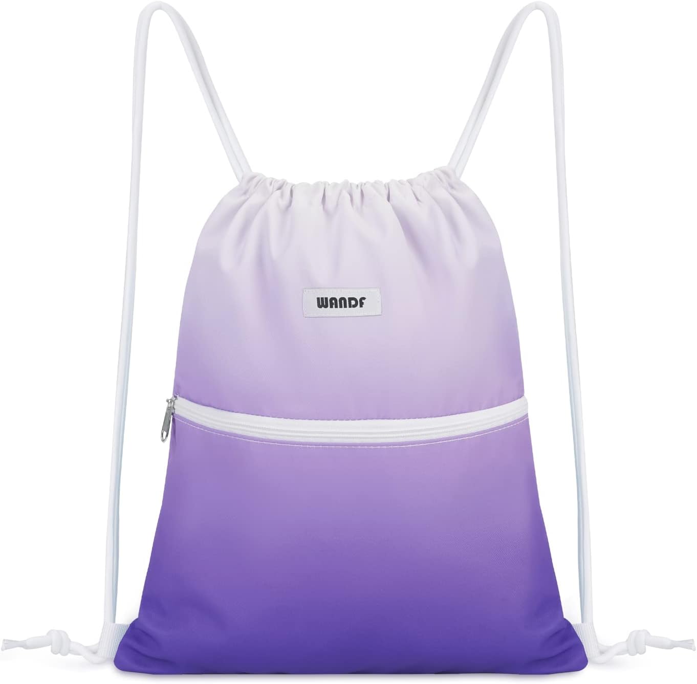 WANDF Drawstring Backpack String Bag Sackpack Cinch Water Resistant Nylon for Gym Shopping Sport Yoga (Black)