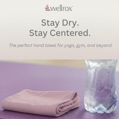 Wellrox Microfiber Yoga Hand Towel – Super Soft, Quick-Dry, Non Slip Yoga Towel for Hot Pilates, Gym & Workouts (26.5" x 16", Lavender)