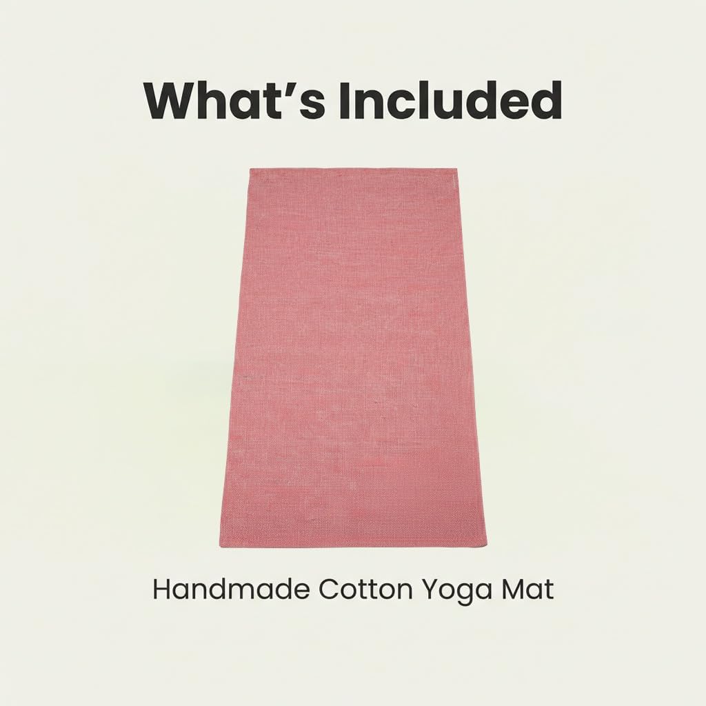 LFH Home Handmade Cotton Yoga Mat Cotton Rug picnic mat For Exercise, Workout, Fitness - Perfect Heavy Quality Eco Friendly Natural Cotton Woven Reversible Yoga Mats for Men & Women - 72x26 Inch.