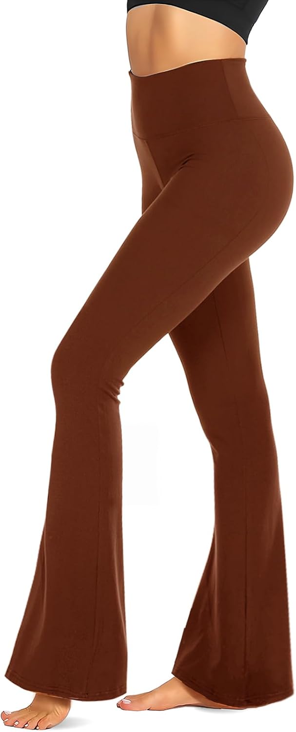 TNNZEET Black Flare Leggings for Women, Crossover Yoga Pants with Pockets Bootcut Flared Leggings