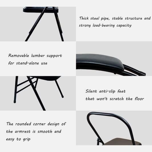 Pilates Yoga Chair,Metal Folding Chair, Removable Seat Cushion,Yoga Assist Chair with Back Support,Portable Inversion Chair,Backless Yoga Chair,Black,Without Lumbar Support