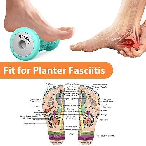 BESKAR Foot Massager Roller for Plantar Fasciitis Relief, Portable, Deep Tissue Muscle Massage, Foot Arch and Heel Pain, Reflexology Tool