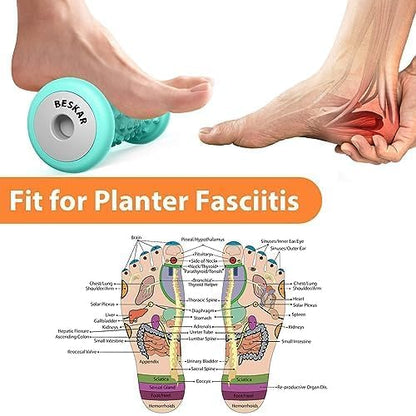 BESKAR Foot Massager Roller for Plantar Fasciitis Relief, Portable, Deep Tissue Muscle Massage, Foot Arch and Heel Pain, Reflexology Tool