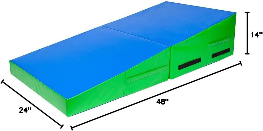 Matladin 48"x24"x14" Tumbling Mat - Folding Gymnastics Cheese Wedge Mat for Kids, Girls Home Training