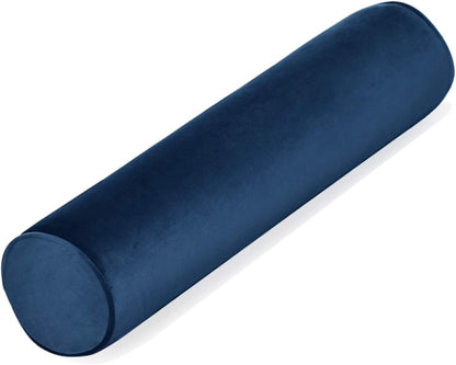 Tinbolunce Memory Foam Roll Pillow for Knee/Leg/Neck - Full Moon Bolster/Round Cylinder Pillow for Sleeping on Side or Back - Removable Cooling Cover Length 18" x 6" Diameter (Gray Pink)