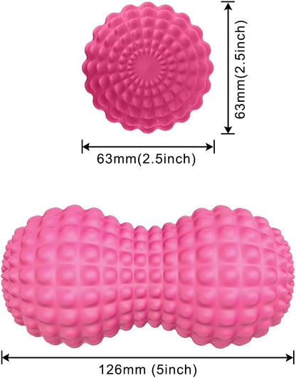 SELEWARE Peanut Massage Ball, Peanut Double Lacrosse Massage Roller Ball for Back Neck Shoulder Spine Legs Hips, Deep Tissue Peanut Roller Ball Trigger Point Muscle Massage Ball, Black