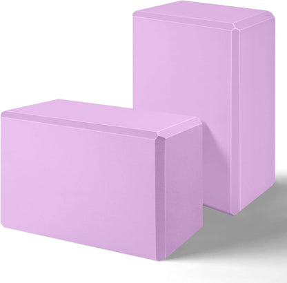 Yoga Blocks 2 Pack 3x6x9IN Foam Block Supportive Latex-Free with Beveled Edges, Non-Slip Exercise Blocks for Pilates, Meditation, Balance, Stretching and Deep Poses