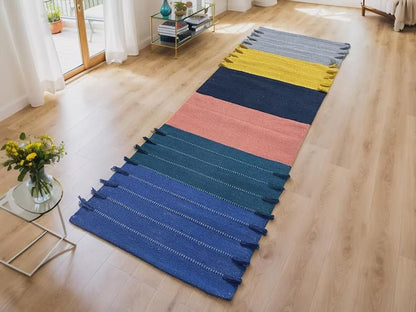 Payal Rugs Cotton Yoga Mat - Eco-Friendly Hand-Woven Rug - Non Slip & Thick (24”x72”x5mm) for Yoga Everyday Fitness at Home - Comfortable Extra-Long