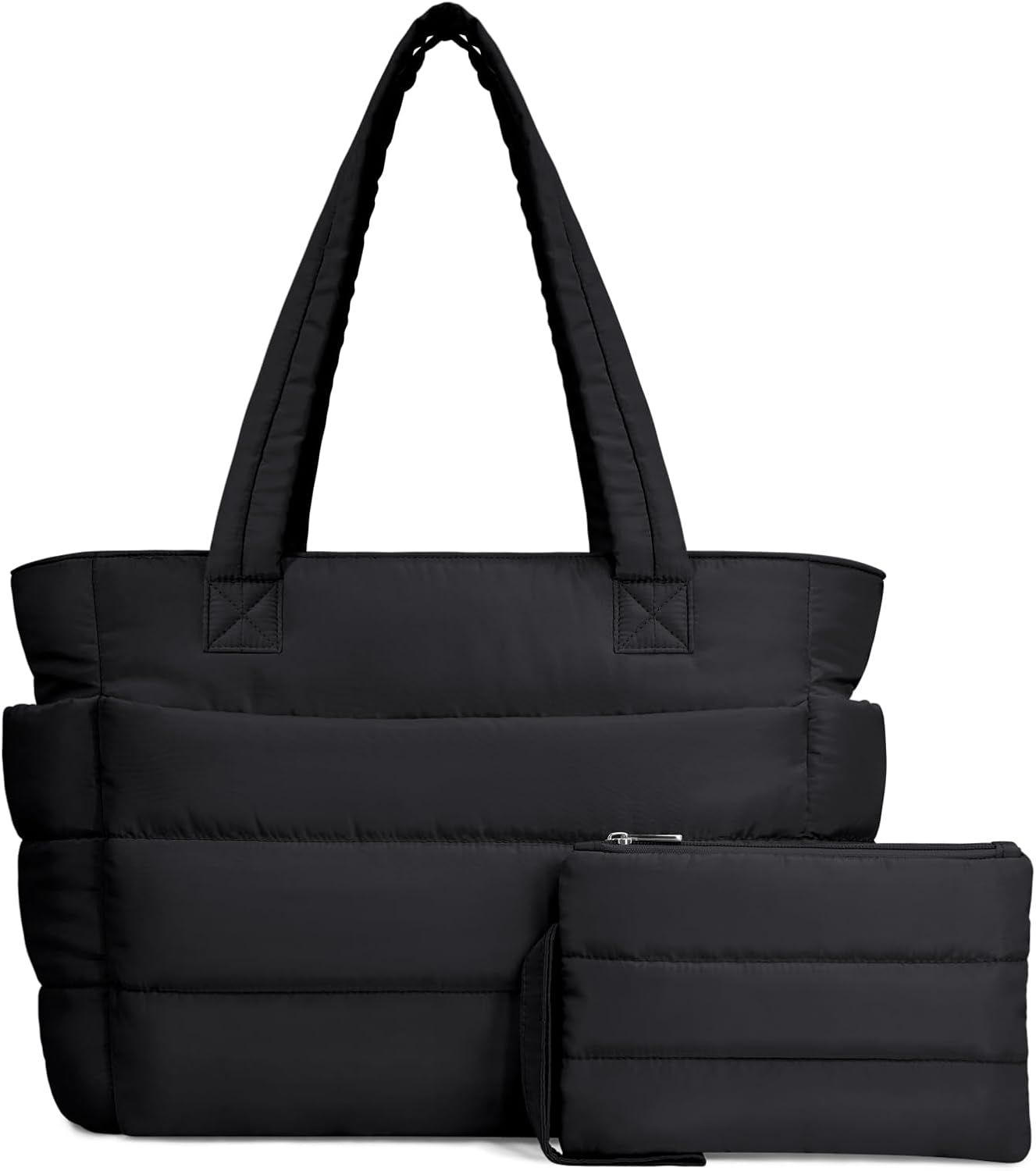 TOPDesign Puffer Tote Bag for Women, Lightweight Puffy Handbag with Compartments, Quilted Shoulder Bag for Work, Travel, Gym - Colors A