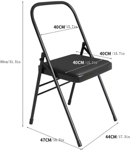 Yoga Folding Chair,Yoga Auxiliary Chair,Iyengar Metal Folding Chair,Reinforced Portable Backless Chair White 31.5in*18.5in*17.3in,Green