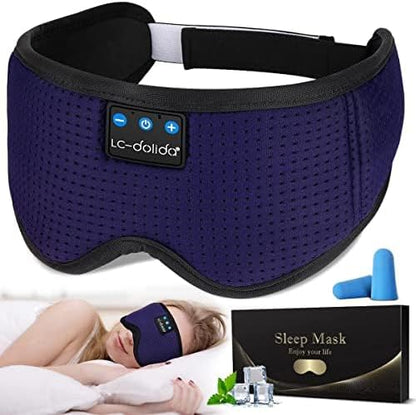 LC-dolida Sleep Headphones, 3D Sleep Mask Bluetooth Wireless Music Eye Mask, Sleeping Headphones for Side Sleepers Sleep Mask with Bluetooth Headphones Ultra-Thin Stereo Speakers Perfect for Sleeping