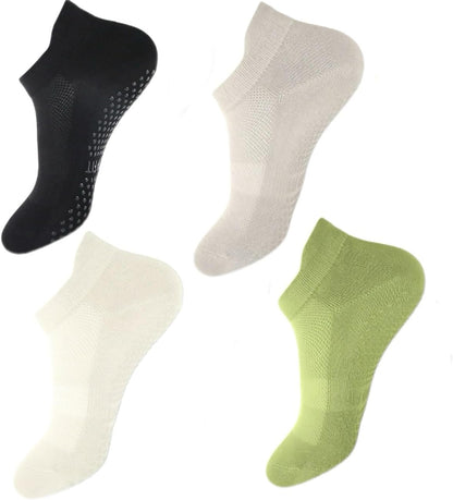 Acetin 4 Pairs Grip Socks Pilates Socks for Women