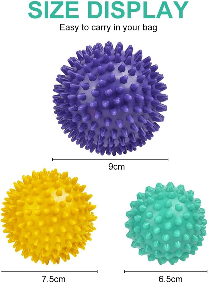 URAQT Spiky Massage Ball Set, 2 Pack Physical Therapy Massage Balls, Hard Lacrosse Ball & Spiky Massage Ball for Myofascial Release and Trigger Point Deep Tissue Massage (Red)