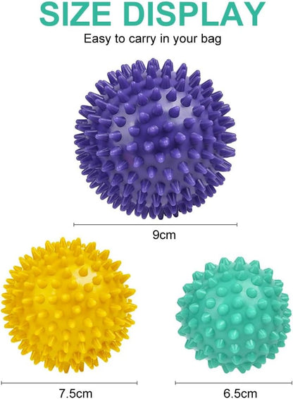 URAQT Spiky Massage Ball Set, 2 Pack Physical Therapy Massage Balls, Hard Lacrosse Ball & Spiky Massage Ball for Myofascial Release and Trigger Point Deep Tissue Massage (Red)