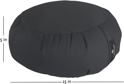 Hugger Mugger Zafu Meditation Cushion - Support in Cross-Legged Sitting, Buckwheat Filled, Durable Fabric, Convenient Handle, Handmade in USA