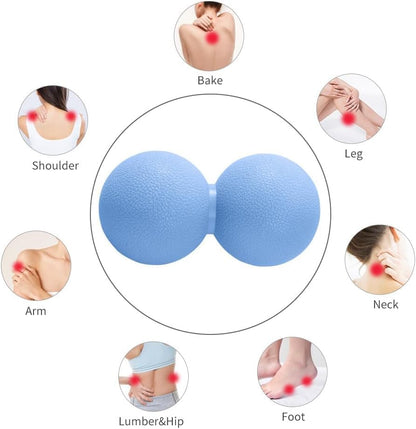 Double Lacrosse & Micro-Elastic Peanut Massage Ball - Myofascial Release Tool for Muscle, Back, Foot, and Physical Therapy, Mobility Roller for Acupressure and Relaxation (Pink)