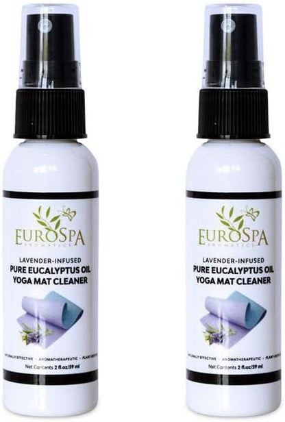 EuroSpa Aromatics Lavender Infused Pure Eucalyptus Oil Yoga Mat Cleaner & Deodorizer - Premium Aromatherapeutic & Relaxing Essential Oil Spray - 16oz, 2 Pack