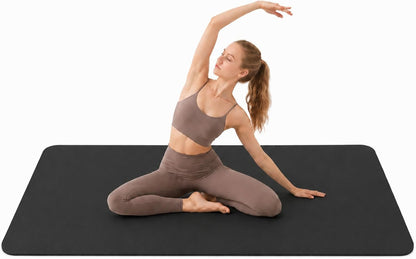 Thick TPE Yoga Mat, Non-Slip Eco-Friendly Exercise Mat with Carrying Strap for Yoga, Pilates and Home Workouts, Standard and Extra Wide Options
