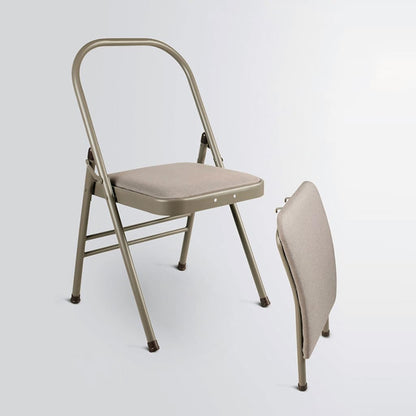Thickened Iyengar Yoga Chair, Multi-Purpose Metal Foldable Fitness Chair, Yoga with Lumbar Support and Stretching Assistant Chair.,Black Cloth Surface