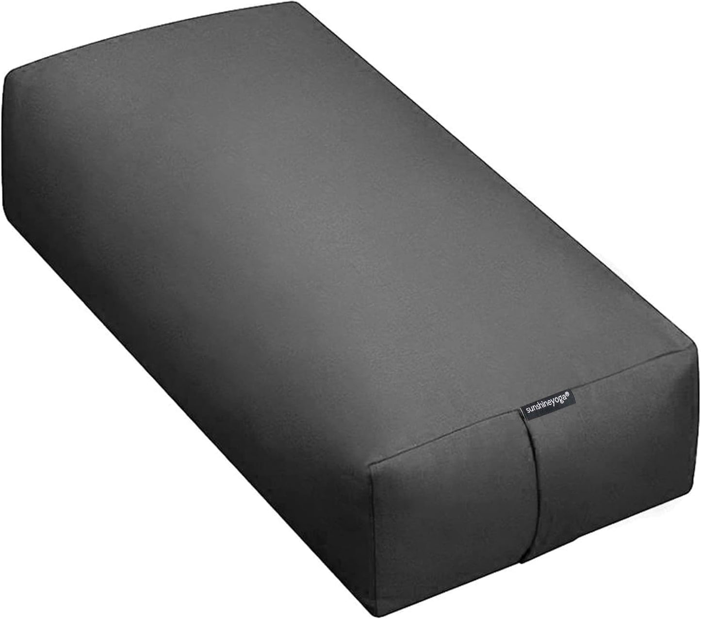 Extra Firm Large Yoga Bolster, 24" x 12" x 6" Cinched OR Zippered Yoga Pillow, Rectangular Cotton Cushion With Removable Cover for Studios, 1 Pack or 2 Pack