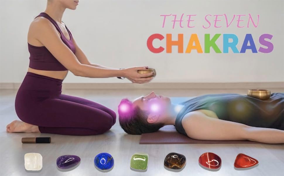 7 PCS Chakra Crystals Healing Stone Necklaces Set ，with Adjustable Rope Natural Crystal for Relaxation, Positive Energy, Yoga, Meditation Christmas Gift for Family Friends