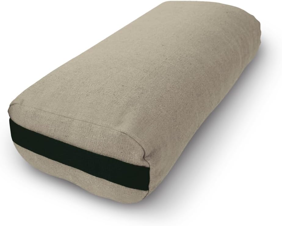 Bean Products Yoga Bolster - Made in The USA with Eco Friendly Materials - Studio Grade Pranayama Support Cushion That Elevates Your Practice & Lasts Longer - Natural Cotton, Hemp or Vinyl