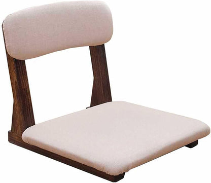 Japanese Floor Chair with Back Support, Solid Wood Meditation Chair, Japanese Style Floor Seating Tatami Floor Seats with Cushion for Coffee Table, Low Tea Table，Living Room, Bedroom, Bay Window