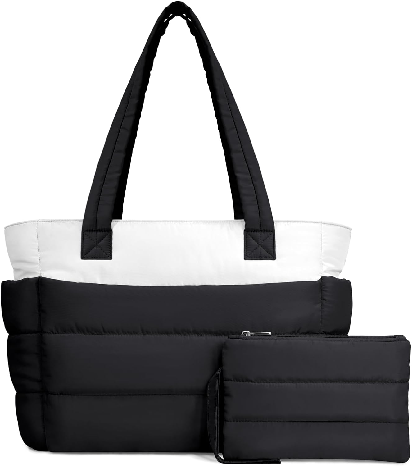 TOPDesign Puffer Tote Bag for Women, Lightweight Puffy Handbag with Compartments, Quilted Shoulder Bag for Work, Travel, Gym - Colors B