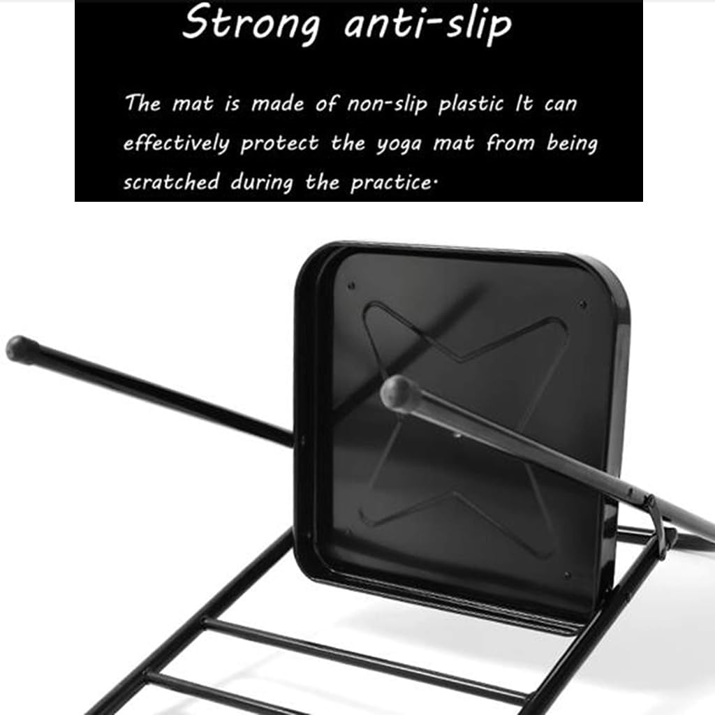 Yoga Chair,Iyengar Yoga Chair,PU Leather Backless Yoga Chair,Metal Folding Yoga Chair,Portable Yoga Chair,Home Fitness Inverted Yoga Chair,Black