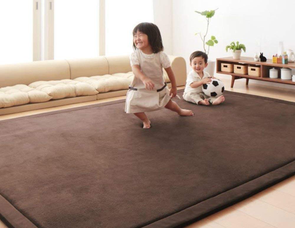 Loartee Coral Velvet Crawling Rugs & Play Mat (6'7"x9'2", Light Green) for Toddler Children & Yoga Exercise
