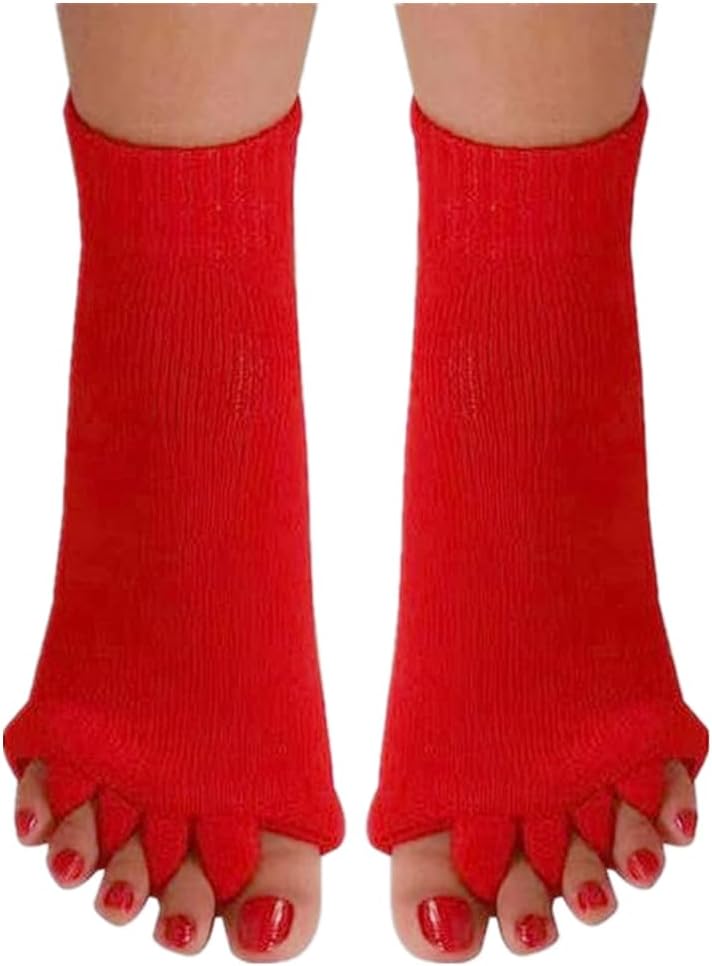 Women Toe Separator Socks Toeless Foot Alignment Socks for Yoga GYM Massage Pain Relief Improves Circulation Stretchy