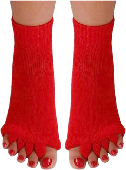 Women Toe Separator Socks Toeless Foot Alignment Socks for Yoga GYM Massage Pain Relief Improves Circulation Stretchy