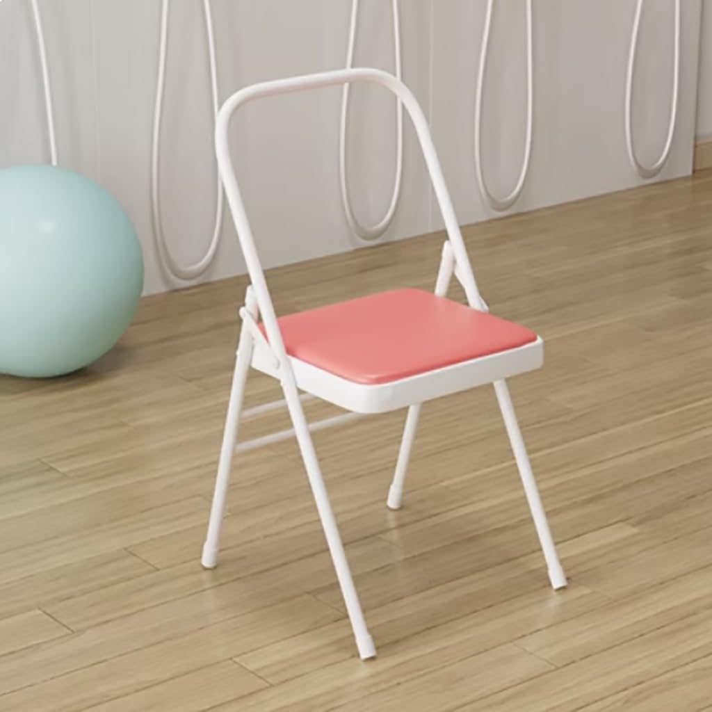 Yoga Folding Chair,Yoga Auxiliary Chair,Iyengar Metal Folding Chair,Reinforced Portable Backless Chair White 31.5in*18.5in*17.3in,Green