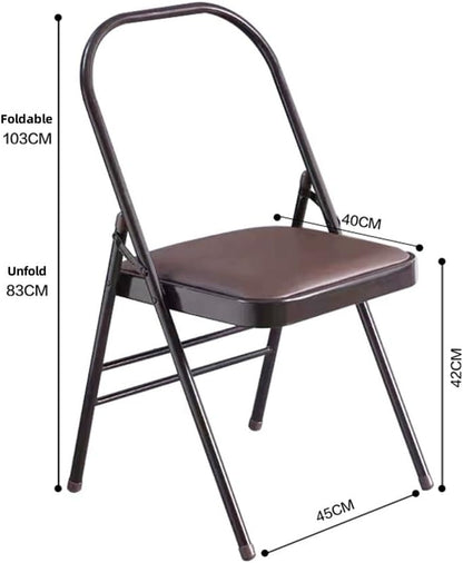 Yoga Chairs for Adults Folding Chairs with Comfortable Padded Yoga Auxiliary Chair Black/Brown Foldable Balance Chair(Black)