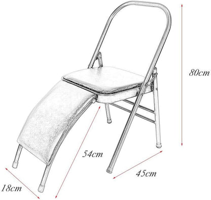 Pilates Yoga Chair,Metal Folding Chair, Removable Seat Cushion,Yoga Assist Chair with Back Support,Portable Inversion Chair,Backless Yoga Chair,Black,Without Lumbar Support
