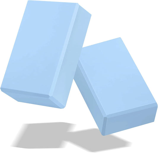 Yoga Blocks 2 Pack 3x6x9IN Foam Block Supportive Latex-Free with Stretch Band, Non-Slip Exercise Blocks for Pilates, Meditation, Balance, Stretching and Deep Poses