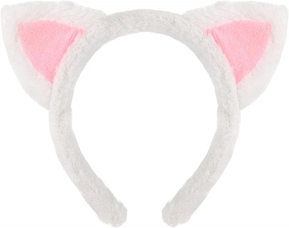 Cat Ears Headband, Plush Fuzzy Hairbands for Cosplay, Makeup, Yoga, and Photo Props for Adults