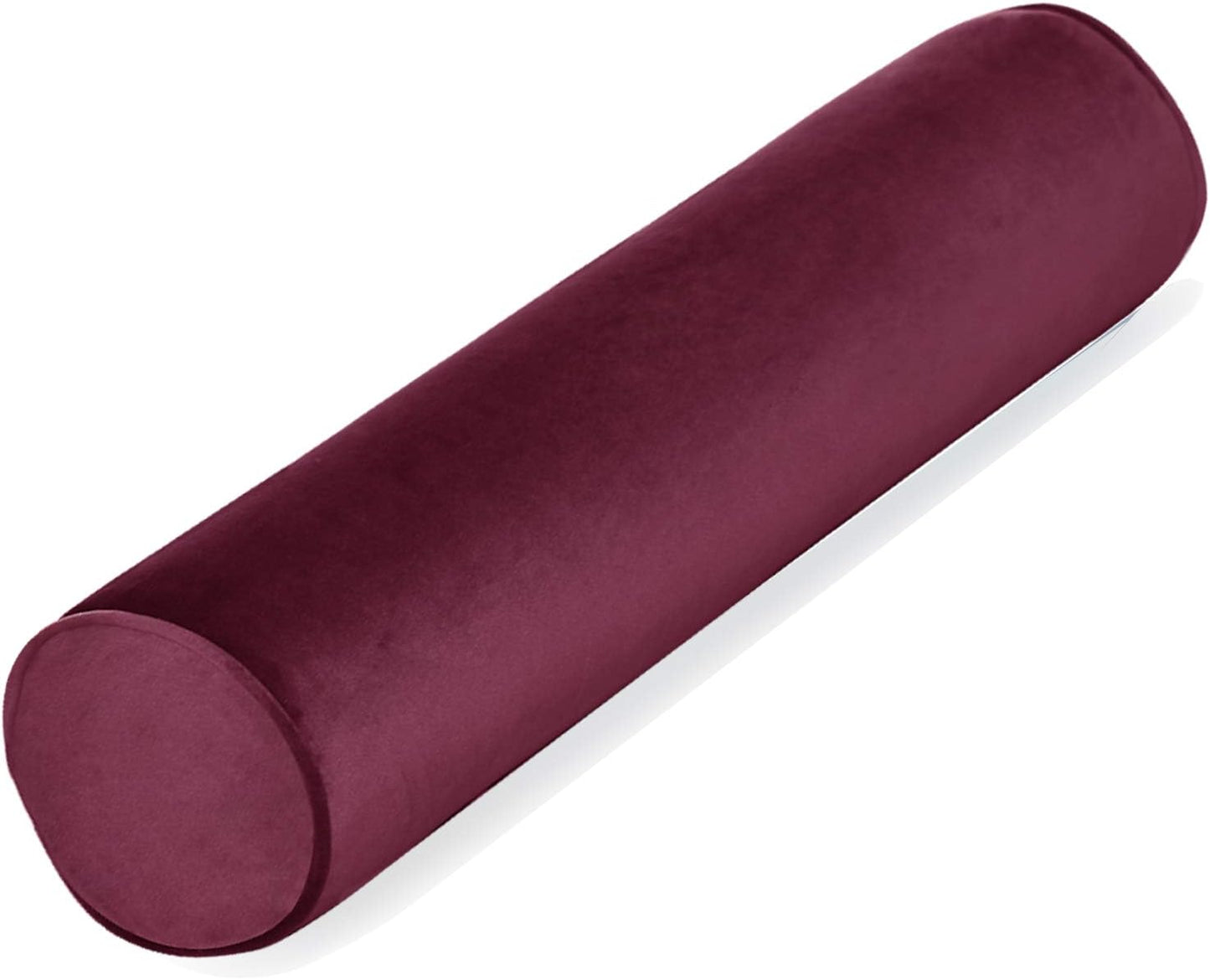 Tinbolunce Memory Foam Roll Pillow for Knee/Leg/Neck - Full Moon Bolster/Round Cylinder Pillow for Sleeping on Side or Back - Removable Cooling Cover Length 18" x 6" Diameter (Gray Pink)