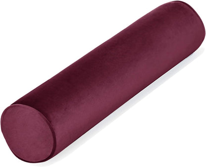 Tinbolunce Memory Foam Roll Pillow for Knee/Leg/Neck - Full Moon Bolster/Round Cylinder Pillow for Sleeping on Side or Back - Removable Cooling Cover Length 18" x 6" Diameter (Gray Pink)