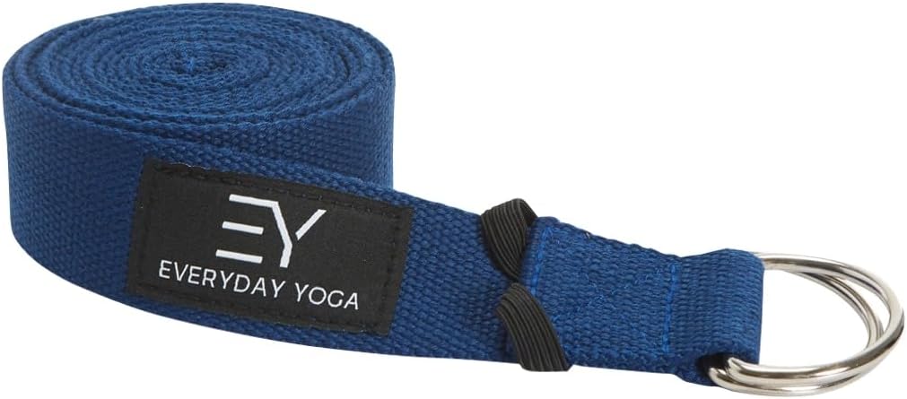 Everyday Yoga Strap with Metal D-Ring - Durable Stretching Strap for Yoga, Pilates, Flexibility & Physical Therapy (6ft, 8ft, 10ft)