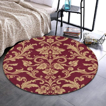 Soft Round Yoga Carpet, Large Home Decor Mat, Non-Slip Machine Washable Kitchen Office Circle Rug Compatible with Cool Norse Viking Vegvisir Runic Compass