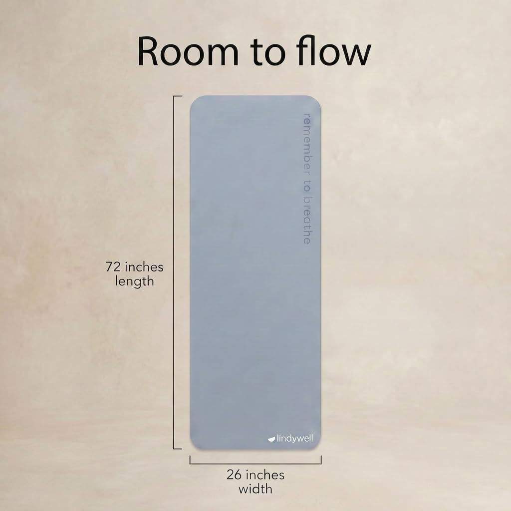 Lindywell Pilates Yoga Workout Mat Non Slip 6mm, 8mm, 10mm Thick - 6ft x 26in
