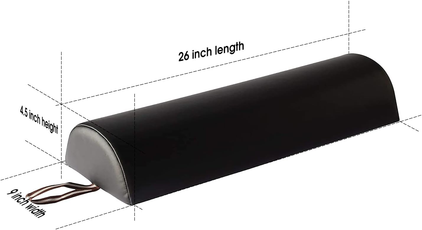 Master Massage tables 9" Large Half Round Semi-round Pillow Cushion Massage Bolster 9"x26" ,Black
